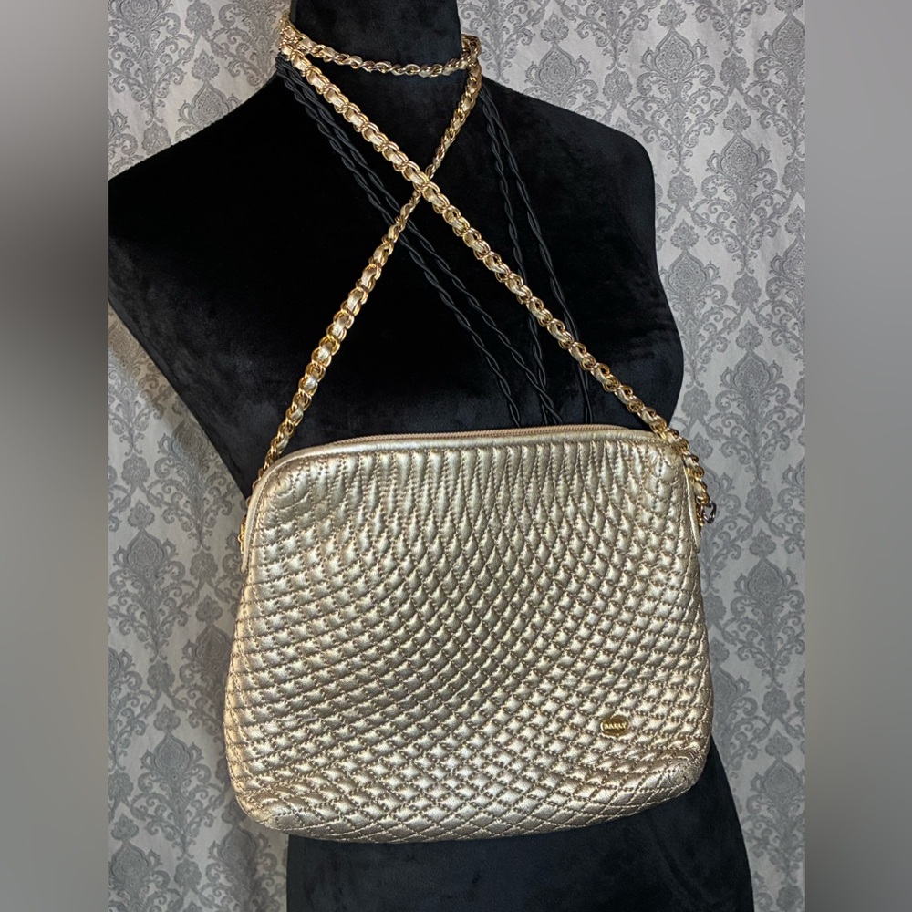 Bally Metallic Gold Quilted Crossbody Bag